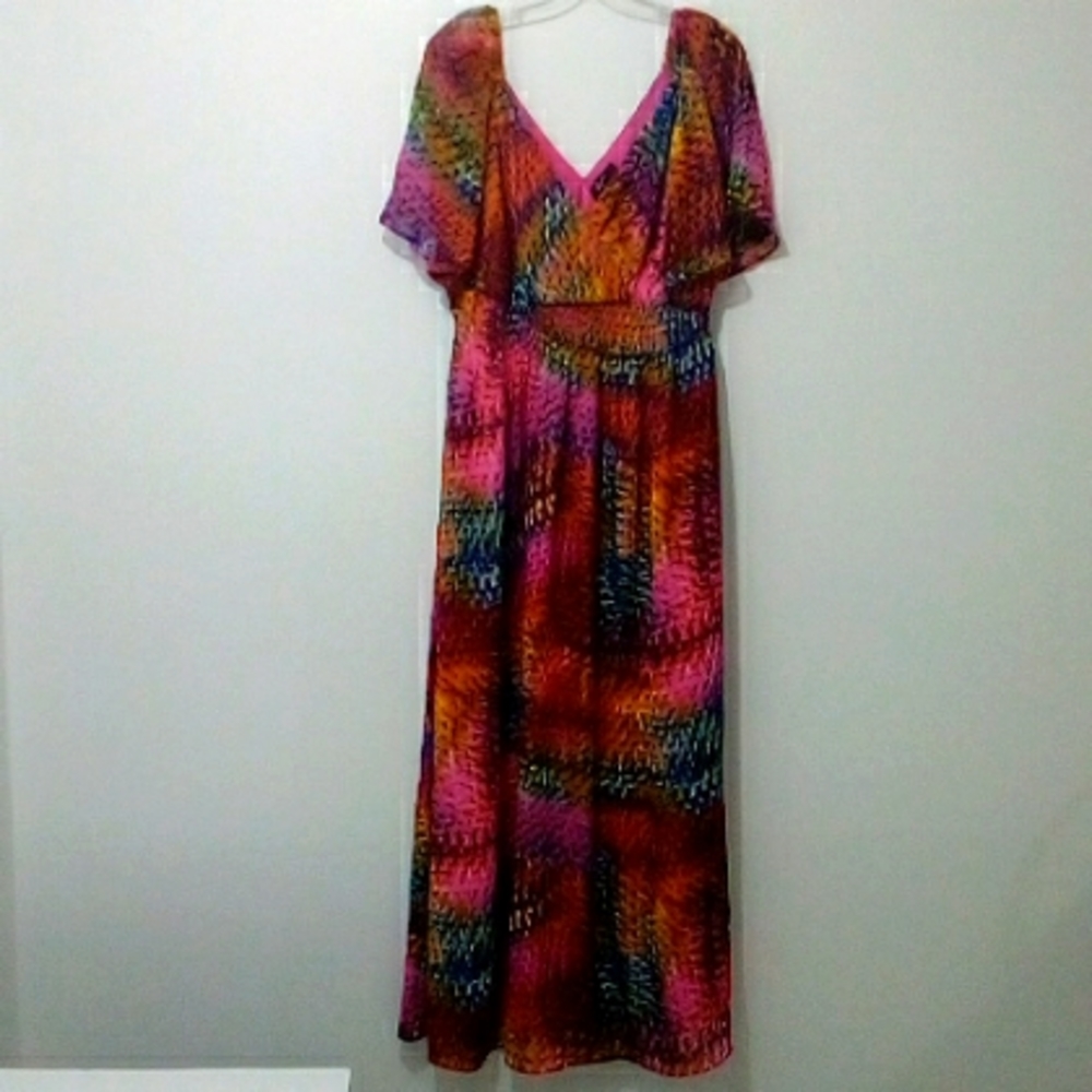 Nina Leonard multi-colour maxi dress